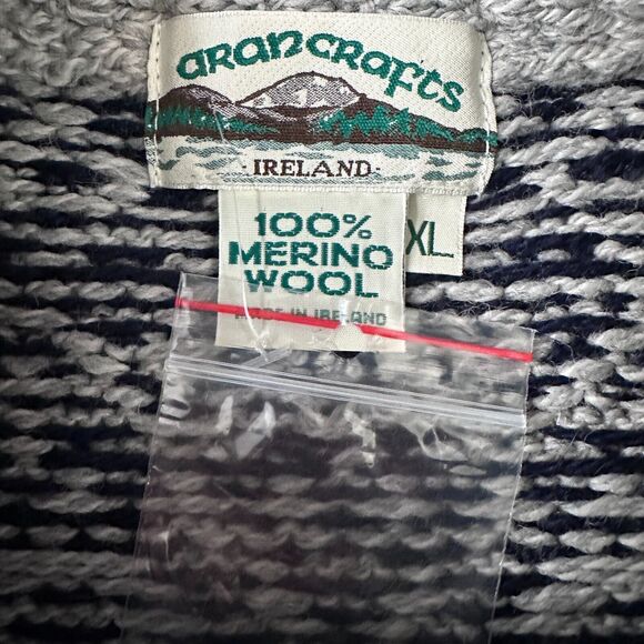 Aran Crafts Jacquard Pullover Sweater Women’s XL Gray Blue Merino Wool Knit New - Picture 6 of 9